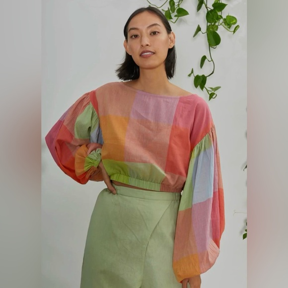 NWT Rujuta Sheth XS Elizabeth top Jupiter Chex - Picture 3 of 8